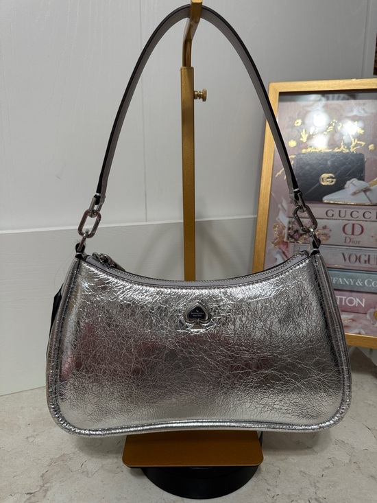 kate spade Handbags - kate spade Metallic Silver Shoulder Bag NWT with crossbody strap